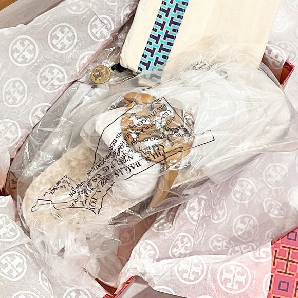 Tory Burch Miller Cloud Genuine Shearling Flip Flop Flats Sandals Size 8 NWB - Picture 10 of 13